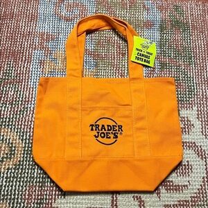 NWT Trader Joe’s Limited Edition Trick or Treat Orange Mini Canvas Tote Bag